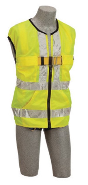 DBI/SALA 2X Delta Hi-Vis Reflective Work Vest Style Harness With Back D-Ring And Tongue Buckle Leg Strap 