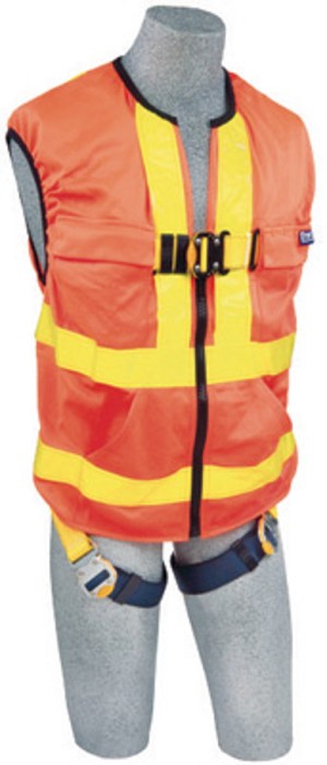 DBI/SALA 2X Delta Hi-Vis Reflective Work Vest Style Harness With Back D-Ring And Quick Connect Buckle Leg Strap 