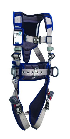 DBI-SALA Large ExoFit STRATA Contruction Style Harness With Aluminum Back And Side D-rings, Tri-Lock Revolver Quick Connect Buckles, Waist Pad And Belt 