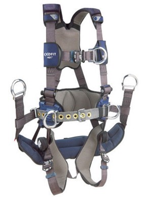 DBI/SALA Small ExoFit NEX Full Body/Vest Style Harness With Tech-Lite Aluminum Back And Front D-Ring, Duo-Lok Quick Connect Leg And Chest Strap Buckle, Belt With Pad, Torso Adjuster, Back And Leg Comfort Padding, Seat Sling With Suspension D-Ring 