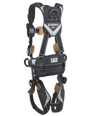 DBI/SALA Small ExoFit NEX Arc Flash Construction/Full Body/Vest Style Harness With Tech-Lite PVC Coated Aluminum Back And Side D-Ring, Duo-Lok Quick Connect Leg And Chest Strap Buckle, Belt With Pad, Torso Adjuster, Back And Leg Comfort Padding 