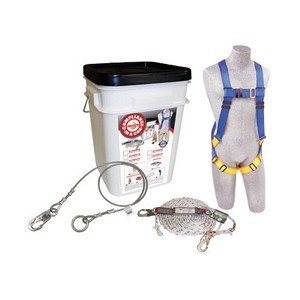 DBI/SALA Protecta Compliance-In-A-Can Light Roofer's Fall Protection Kit (Includes 1191995 First Harness, 1340005 Rope Adjuster With Lanyard, AJ408AG Cable 6' Extension Anchor, 1204001 50' Lifeline And Bucket) 