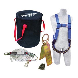 DBI/SALA Universal Protecta Compliance-In-A-Can Roofer's Fall Protection Kit (Includes AB17550 First Harness, 1340005 Rope Adjuster With Lanyard, AJ730A Reusable Roof Anchor, 1204001 50' Lifeline And Carry Bag) 