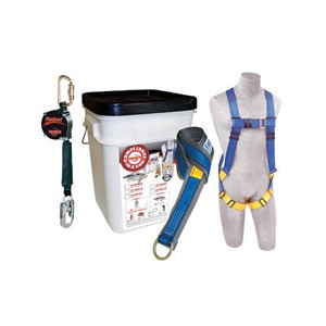 DBI/SALA Protecta Compliance-In-A-Can All-Purpose Fall Protection Kit (Includes 1191995 FIRST Harness, AJ47410 Web 6' Pass-Thru Tie-Off Adapter, 310112 Rebel 8' Self-Retracting Lifeline And Bucket) 