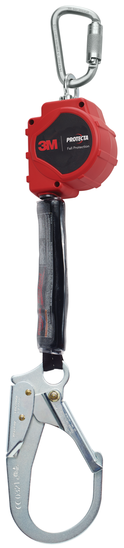 DBI/SALA 11' Protecta Rebel Single Leg Self Retracting  Polyester Web Lifeline With Steel Rebar Hook, Swiveling Anchorage And Anchorage Carabiner 