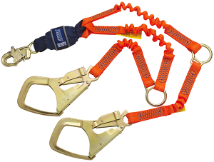DBI/SALA 1246150 Force2 Hi-Vis Elastic 100% Tie-Off Shock Absorbing Lanyard 