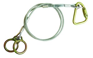 Falltech  84202D Carabiner Sling Anchor; 2 O-rings and Carabiner; 1/4" Galvanized Cable 