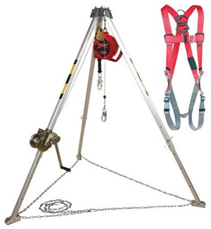 DBI/SALA Protecta Confined Space System (Includes 8' Aluminum Tripod, 50' Galvanized Winch, Pulley, 50' Galvanized Self-Retracting Lifeline And Harness) 