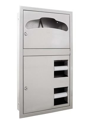 Bradley 5922-100000 Combi Seat Cover/TT Dispenser, Semi-Recessed 