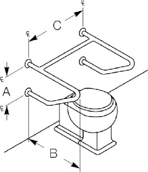 Bradley 8320-117000 Grab Bar- Concealed- 1-1/4 OD x 16 x 24 x 24 