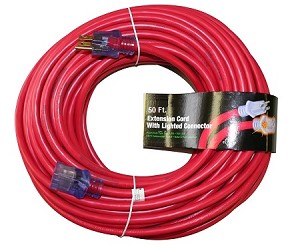 Greentech Power Extension Cord Custom Printed 50 Foot 12 Gauge Red 
